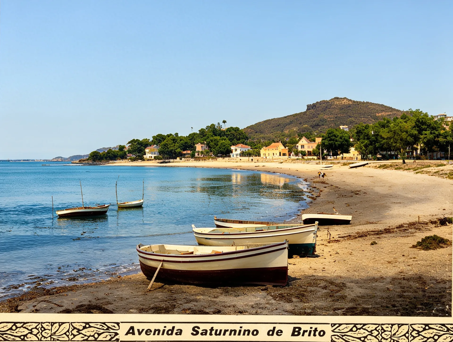 A mesma avenida, colorizada: a praia chegava até a rua