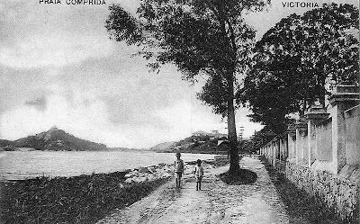 A Praia Comprida em 1920 — uma das praias que o aterro dos anos 1970 apagou